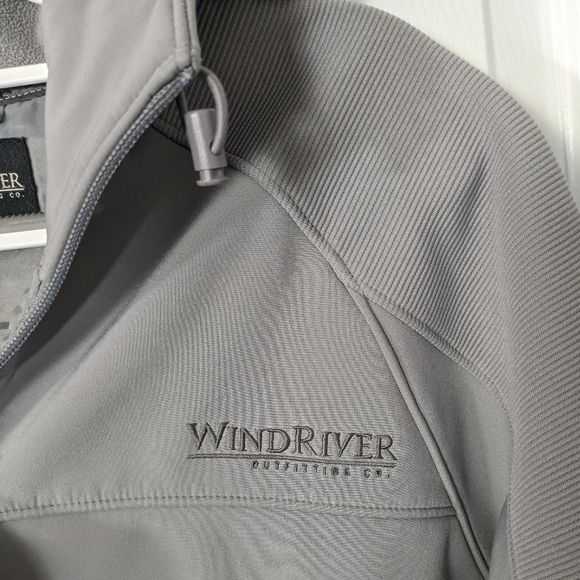 Wind‎ River Outfitting Co. Weather Resistant Windbreaker Grey Knit Jacket Size M - Picture 4 of 7